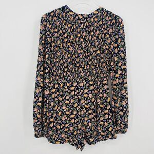 Urban Outfitters Size XS Long Sleeve Floral Smocked Mock Neck Boho Romper